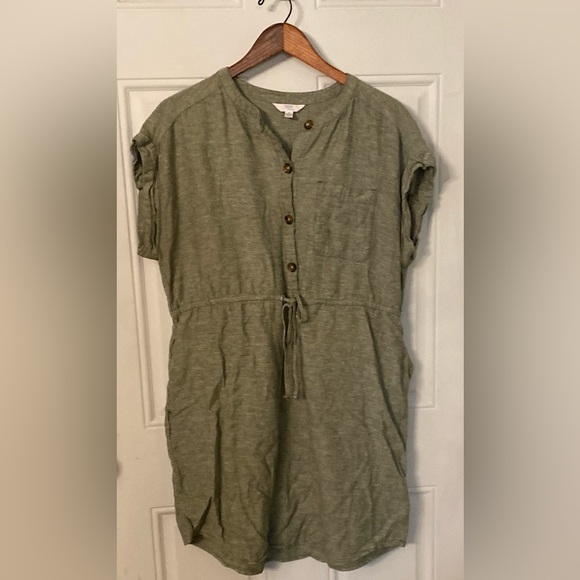 Time and Tru Olive Green Linen Blend Midi Dress - Picture 2 of 9